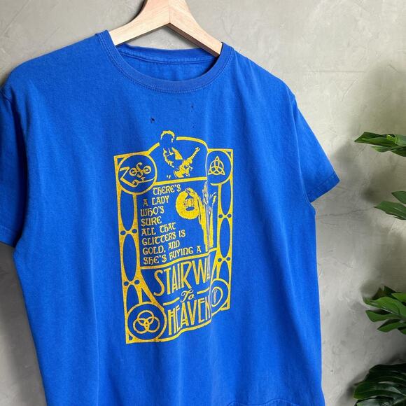 Led Zeppelin 00s Stairway to Heaven Distressed Small Boxy Shirt - Picture 2 of 5